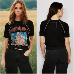 New People Of Leisure + Black Sabboth Bloody Sabboth Raglan Black Cotton Tee XS